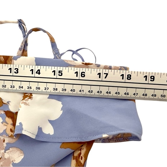 Abercrombie & Fitch Blue Floral Asymmetrical Ruffle Midi Dress | Size L - Picture 10 of 16